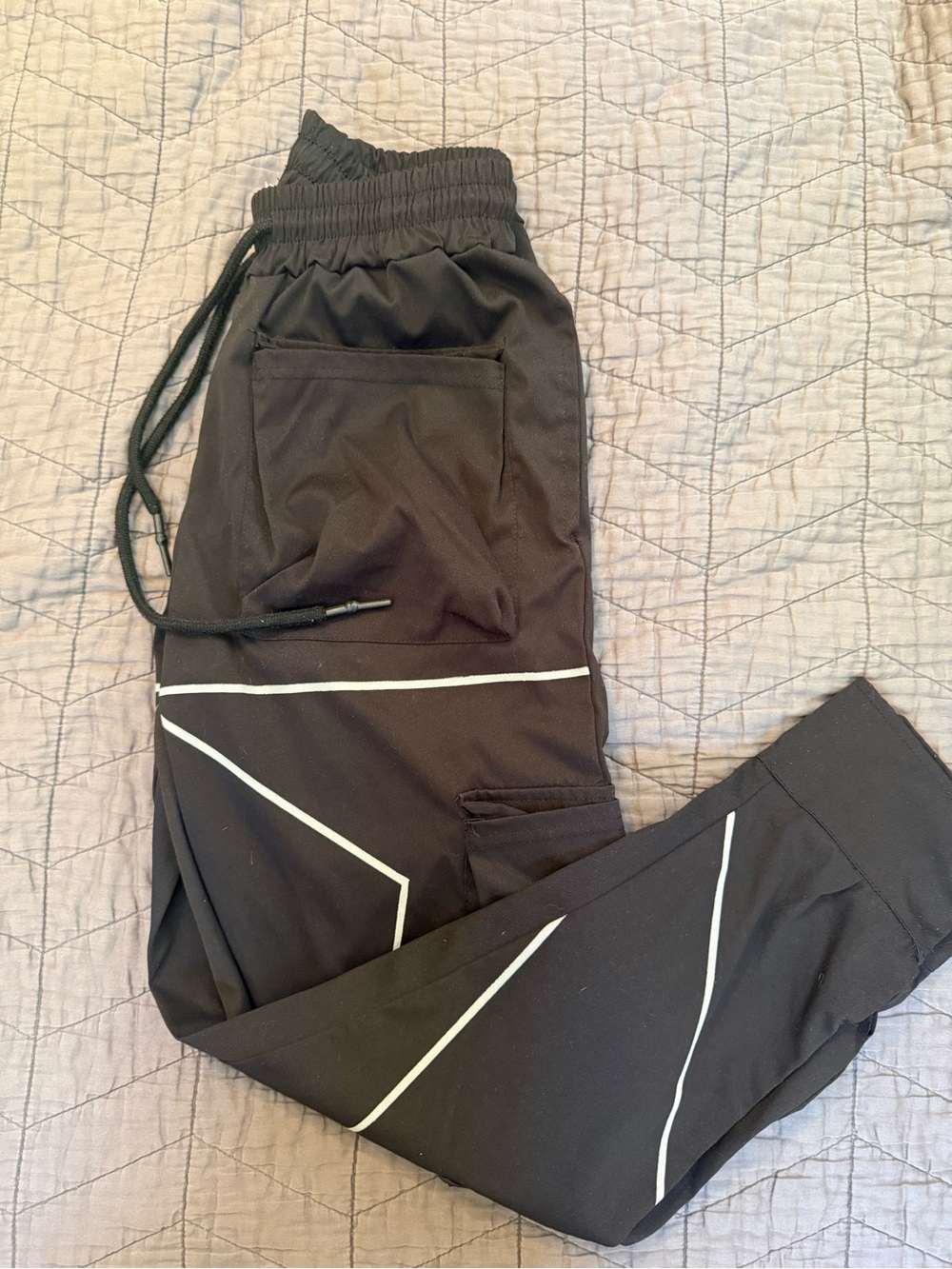 Black Jogger cargo Pants with Grey Reflective Stripes